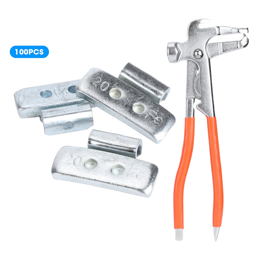 100 Stück 20 G 0,71 Oz Clip-on-haken-radwuchtblöcke P-style Reifengewicht-auswucht-sortiment (mit Radwuchtzange)
