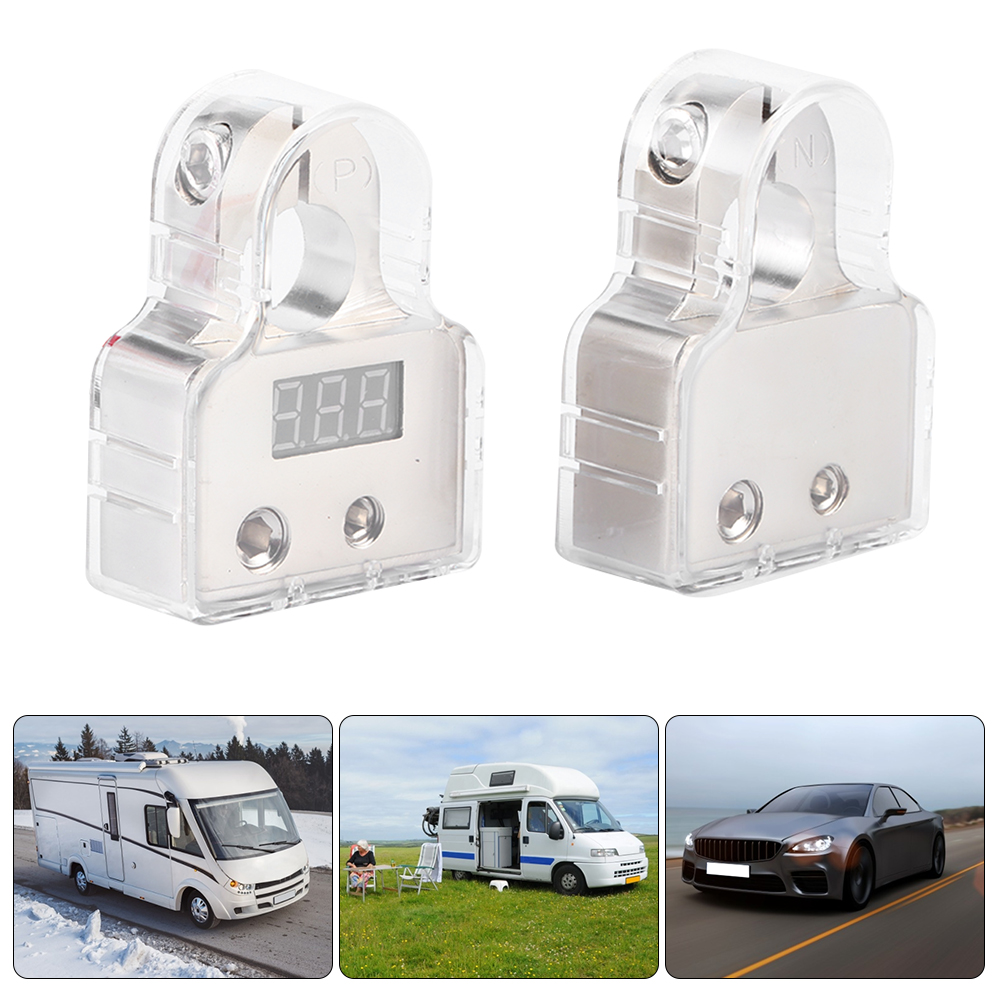 Paar 0/4/8 Awg Batteriepolklemmen Mit Voltmeter Für Auto, Wohnwagen, Boot, Wohnmobil