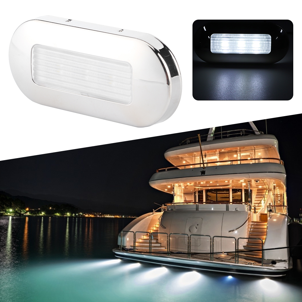 12v Dc Led-wegeleuchte, Ovale Form, 3 Leds, Ip67 Wasserdicht, Kaltweiß, Für Boote Und Wohnmobile