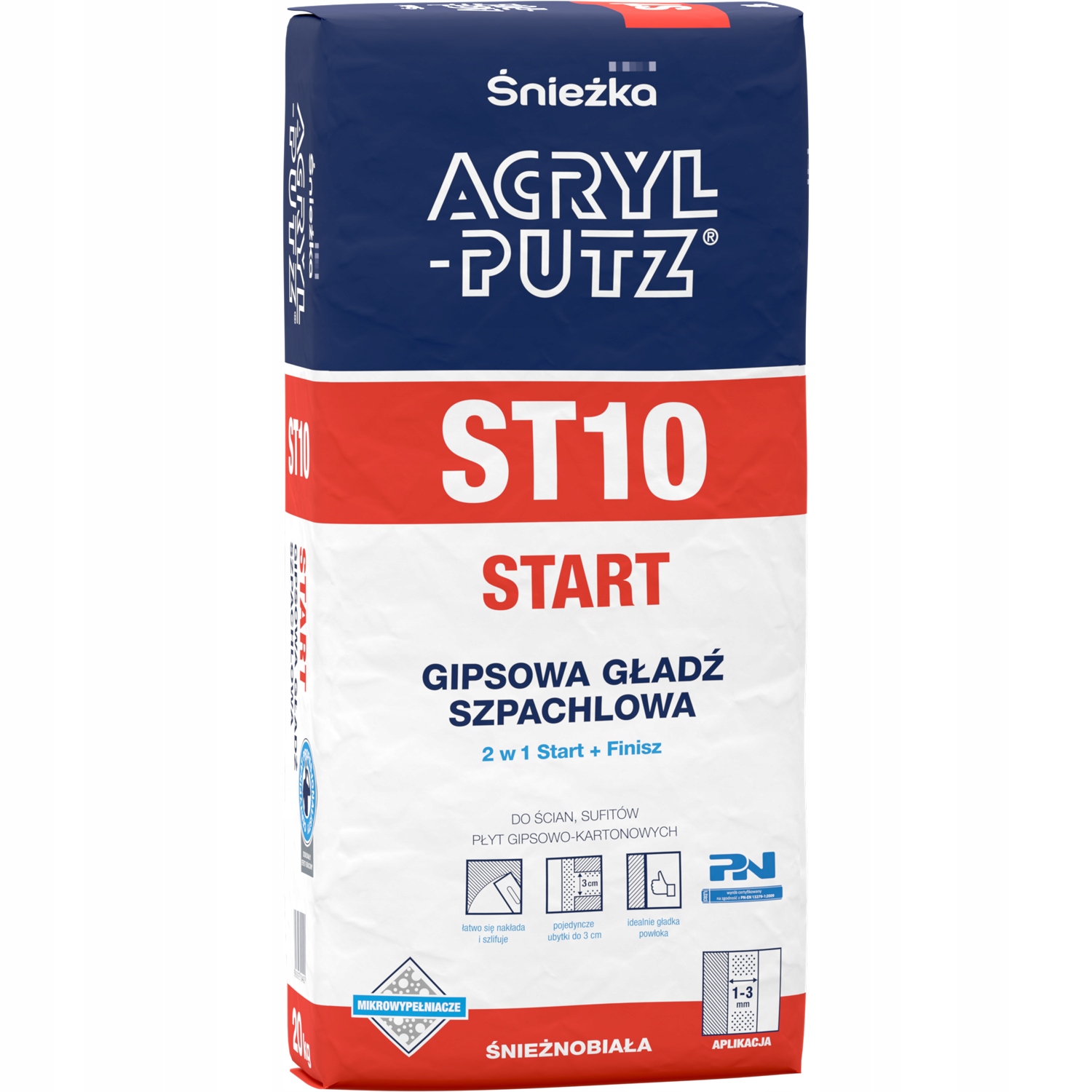 Śnieżka Acryl-putz St10 Schneeweißer Spachtel 20kg
