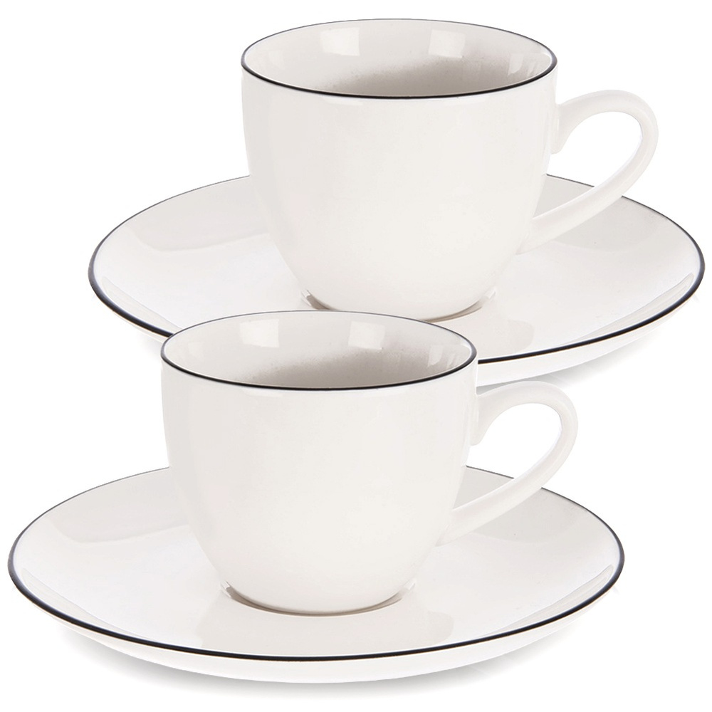 Weiße Decora Porzellantassen Mit Untertasse 100 Ml 2 Stück.