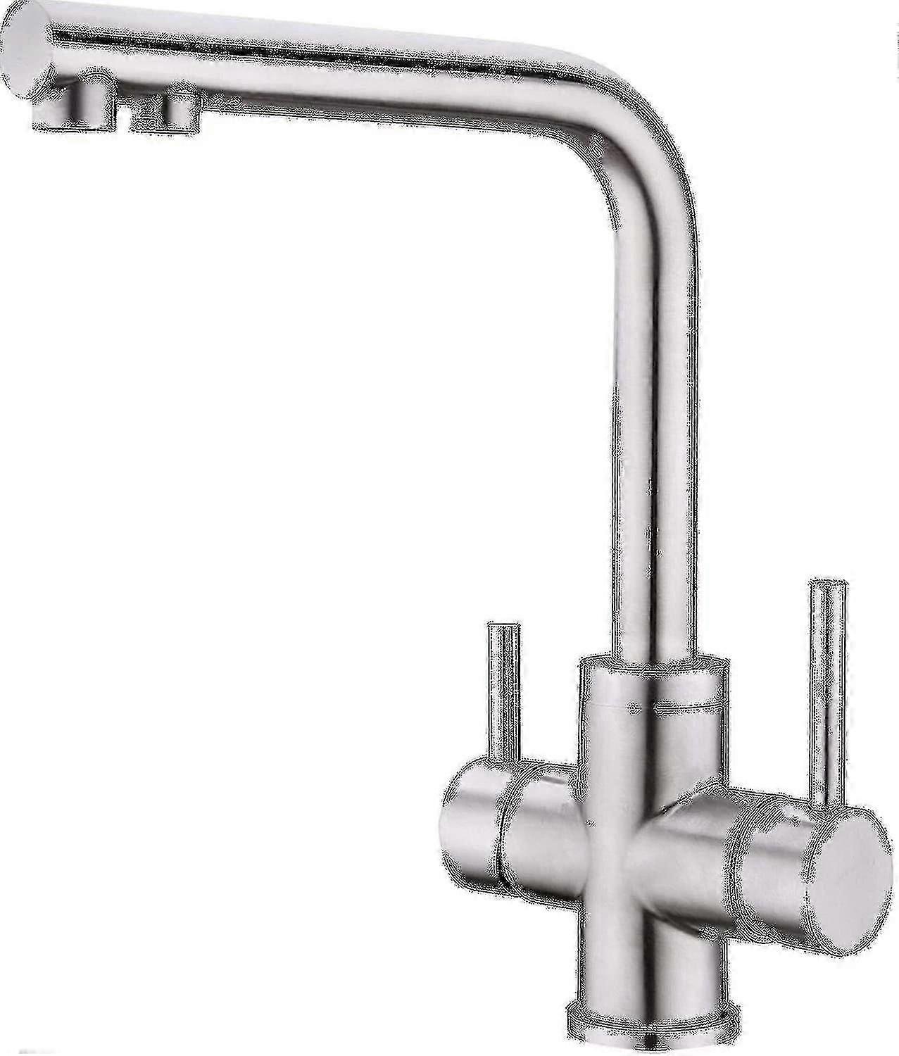360° Drehbarer Edelstahl-küchenhahn Mit Mischbatterie Und 3-in-1-wasserfilter, Trinkwasserhahn Mit 2-hebel-griff