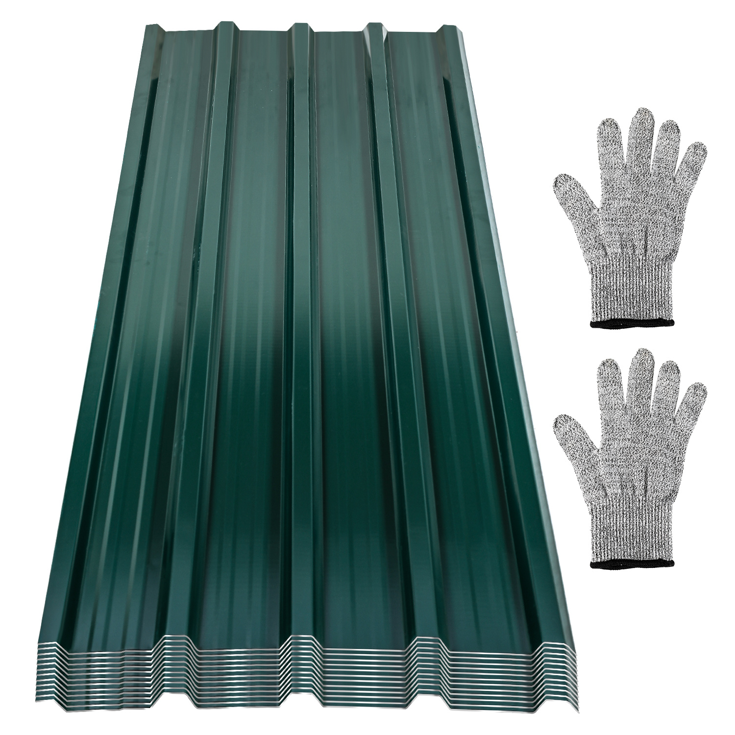 Randaco Trapezblech Set 24-teilig, 129 X 46 Cm, Profilblech, Grün, Inkl. Schnittschutzhandschuhe