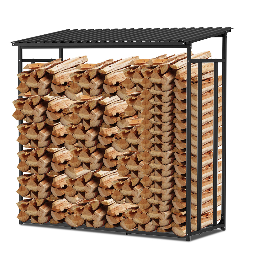 Randaco Kaminholzregal Stapehilfe Metall Feuerholzregal 185x70x185cm Brennholzregal