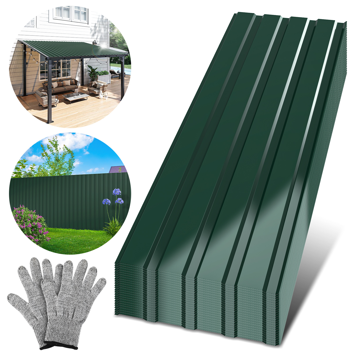 Randaco 12 Stück Profilblech Dachblech 115 X 45 Cm, 0,25 Mm, Grün, Für Gartenhaus Und Carport