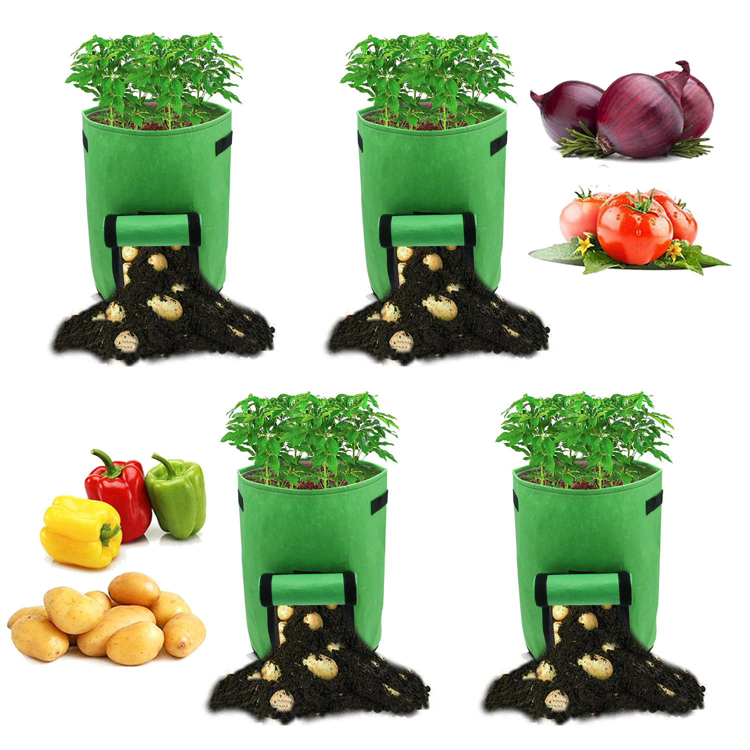 Randaco 20er Set Pflanzsäcke 26,5 L Aus Vlies Mit Sichtfenster & Griffen, Kartoffel-pflanztaschen Für Gemüse, Balkon & Garten