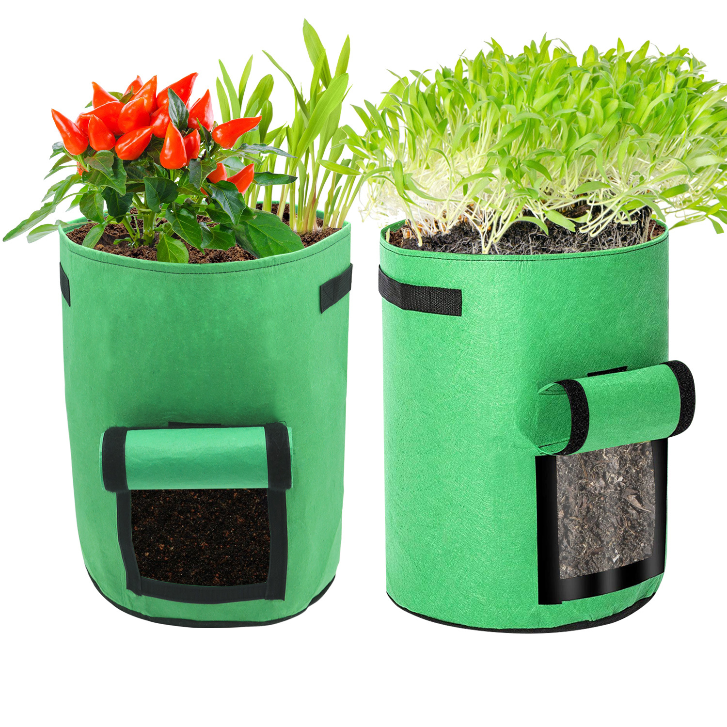 Randaco 20er Set Pflanzsäcke 38 L Aus Vlies Mit Sichtfenster & Griffen, Kartoffel-pflanztaschen Für Gemüse, Balkon & Garten