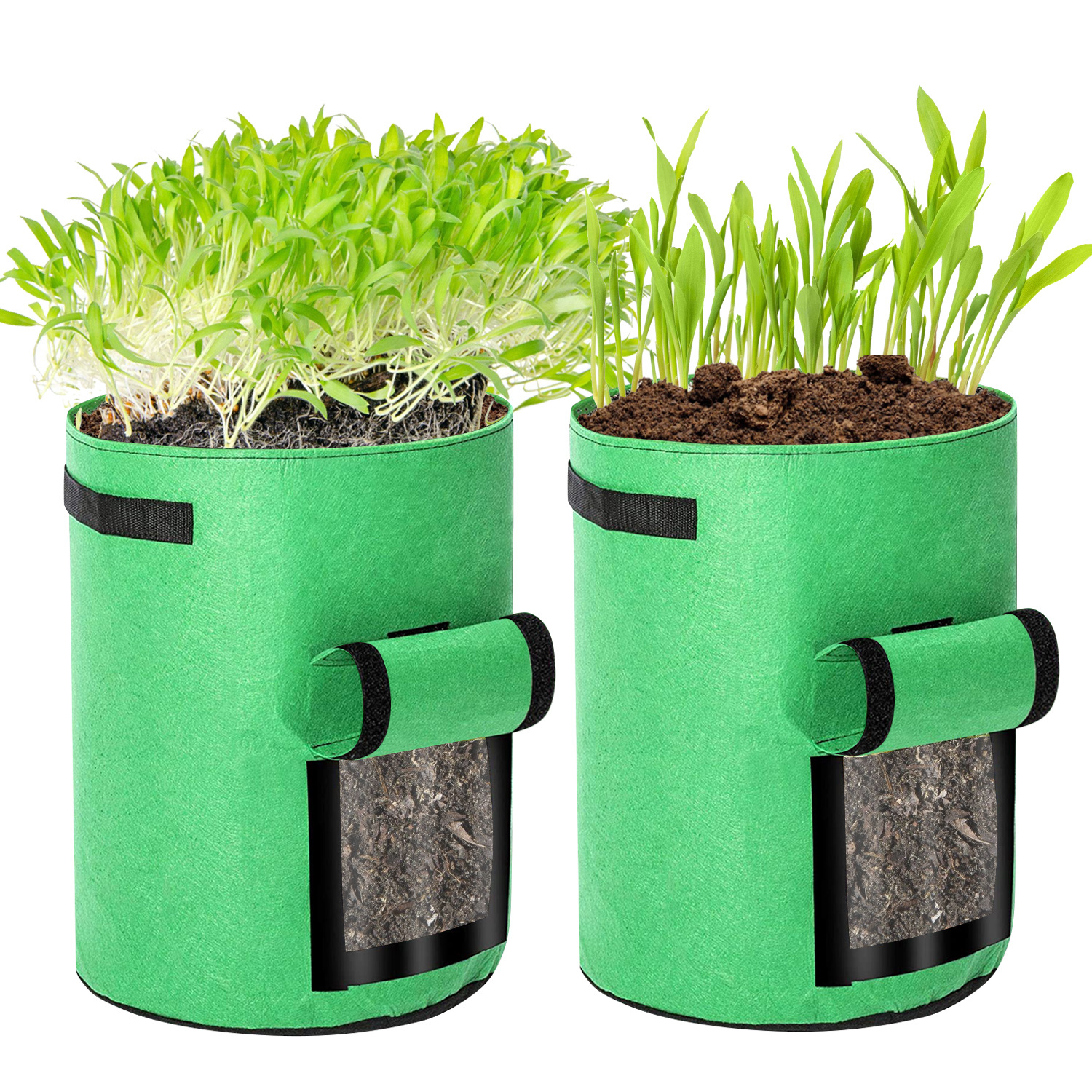 Randaco 25er Set Pflanzsäcke 38 L Aus Vlies Mit Sichtfenster & Griffen, Kartoffel-pflanztaschen Für Gemüse, Balkon & Garten