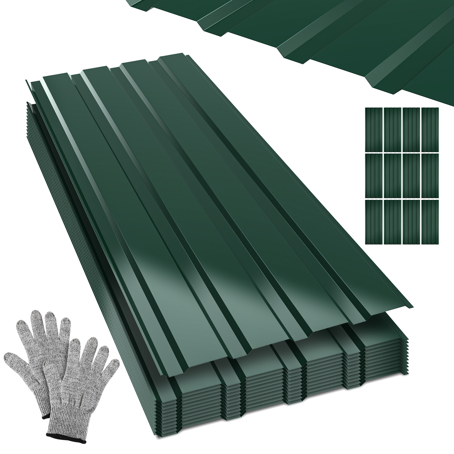Randaco 36 Stück Profilblech Dachblech 115 X 45 Cm, 0,25 Mm, Grün, Für Gartenhaus Und Carport
