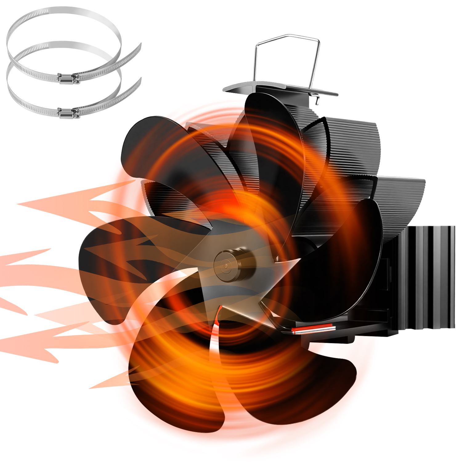 Randaco Magnetischer Kaminventilator 6 Flügel, Kaminofen Ventilator Wärmebetriebener Ofenrohrventilator Ohne Strom, Für Holzofen Und Ofenrohr