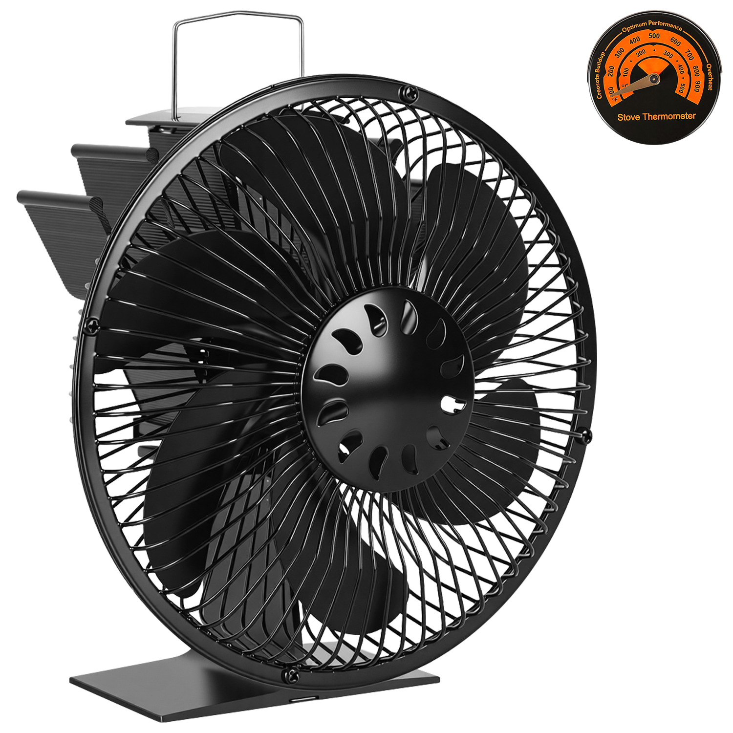 Randaco 6 Flügeln Kaminventilator, Wärmebetriebener Kaminofen Ventilator Mit Schutzgitter, Stromloser Gebläse Holzbrenner, Ofenventilator Für Holzofen