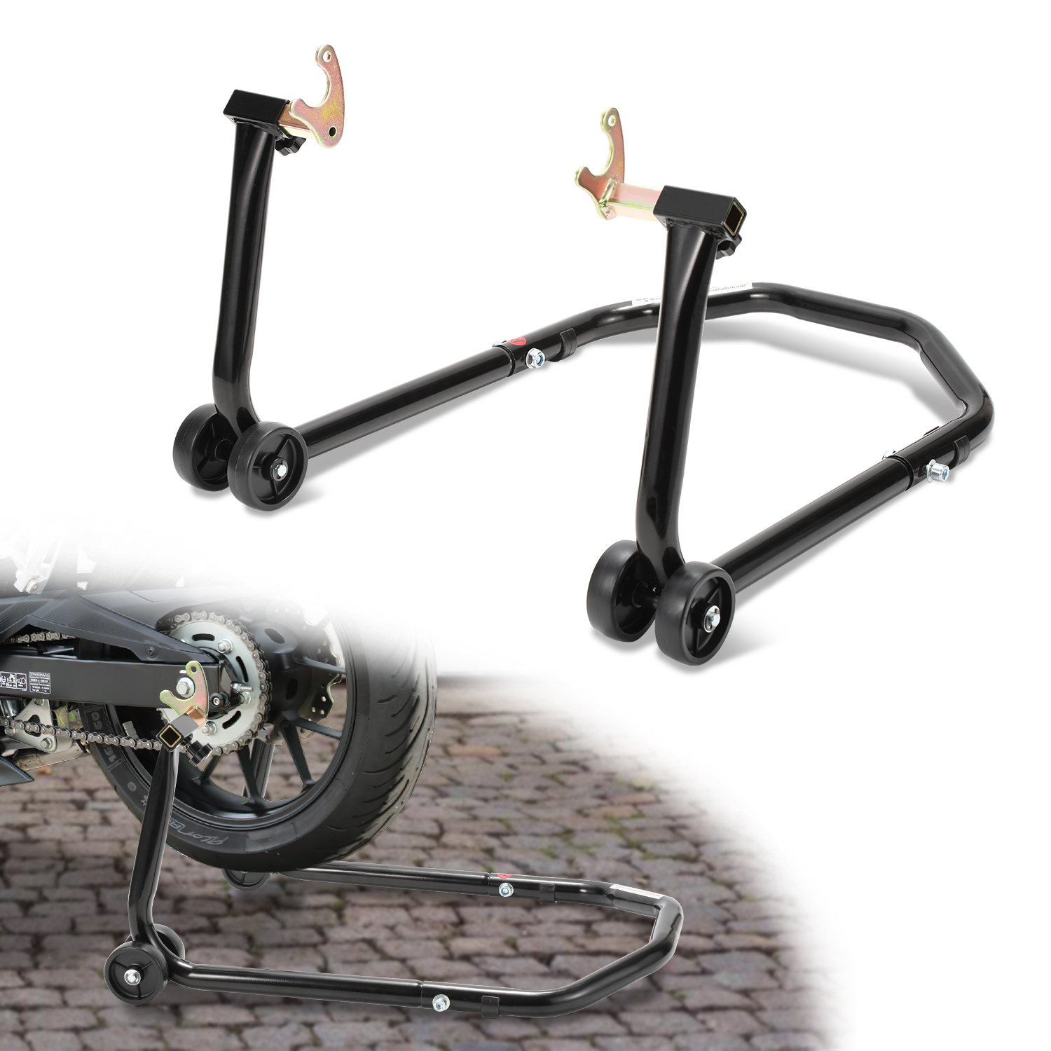 Randaco Motorradständer U-form Für Hinterrad, Robuste Stahlkonstruktion, 30–40 Cm, Farbe Schwarz