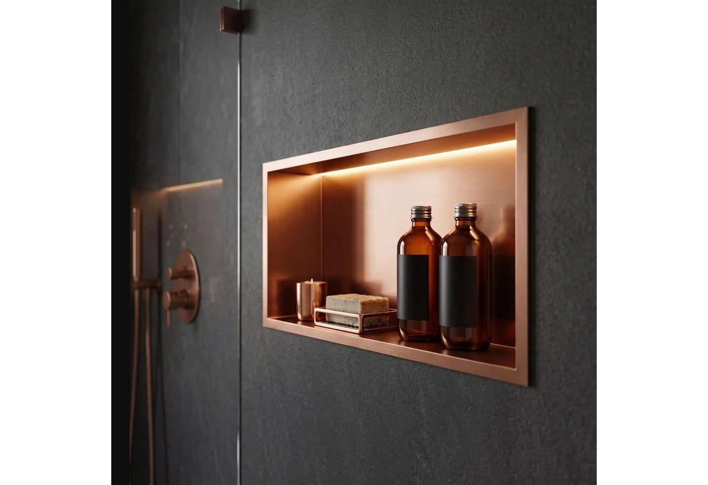 Rea Wandeinbau-badezimmerregal Led 30x60 Brush Copper