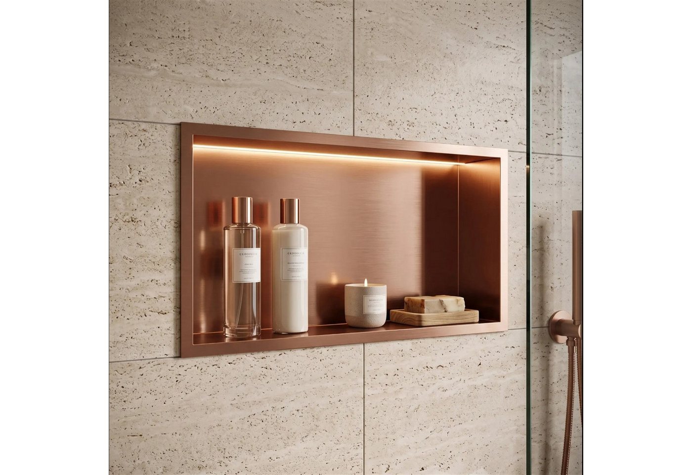Rea Wandeinbau-badezimmerregal Led 30x60 Brush Copper Bild 2