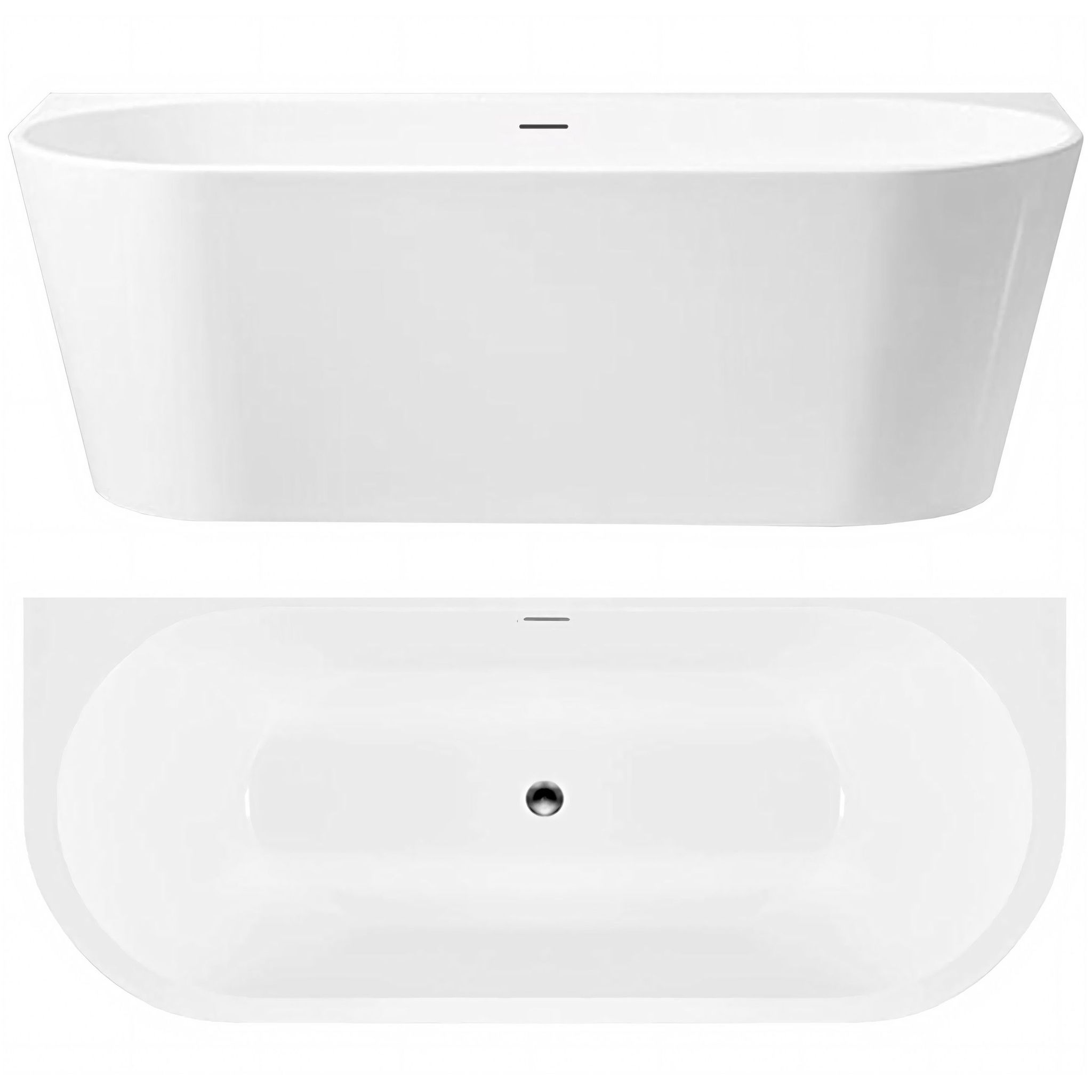 Rea Acryl Wandmontage Badewanne Capri 170 Cm Schwarze Stöpselabdeckung