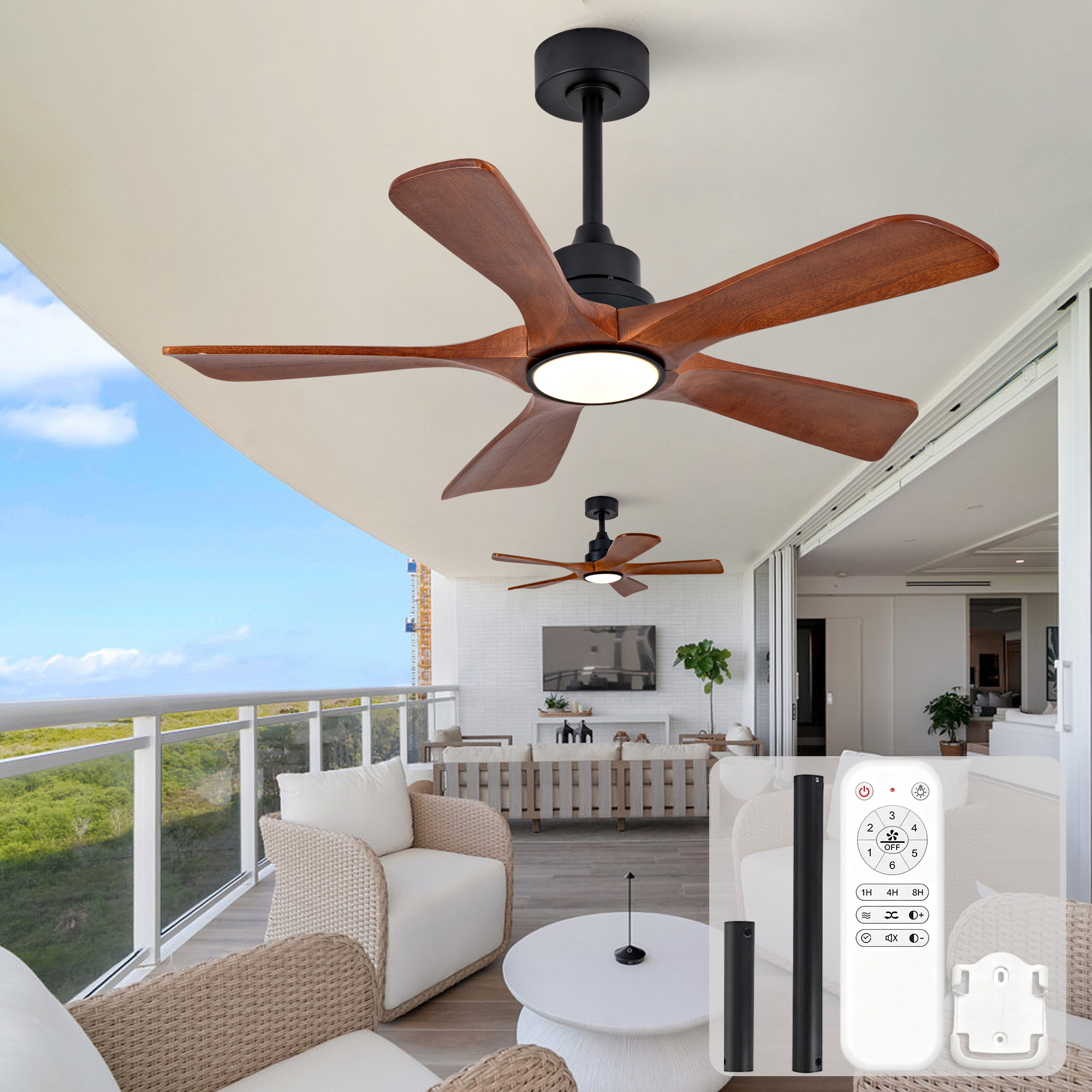 Deckenventilator 42 Zoll Mit Licht Und Fernbedienung, 5 Holzflügel, Leiser Dc-motor Und Dimmbare 3cct-beleuchtung
