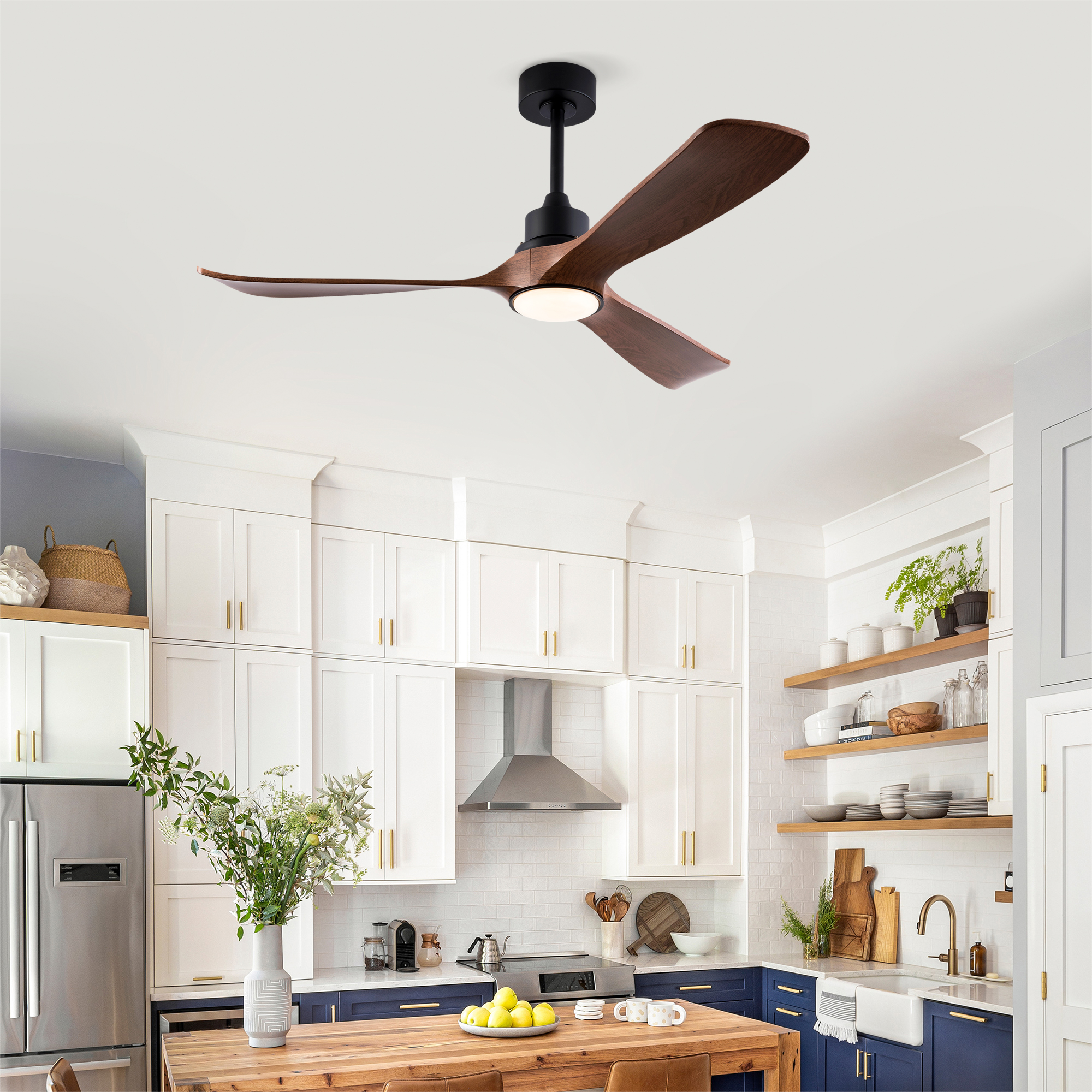 Deckenventilator 52 Zoll Mit Licht, 3 Abs-flügeln, Leisem Reversiblen Dc-motor, Fernbedienung Und 6 Geschwindigkeiten