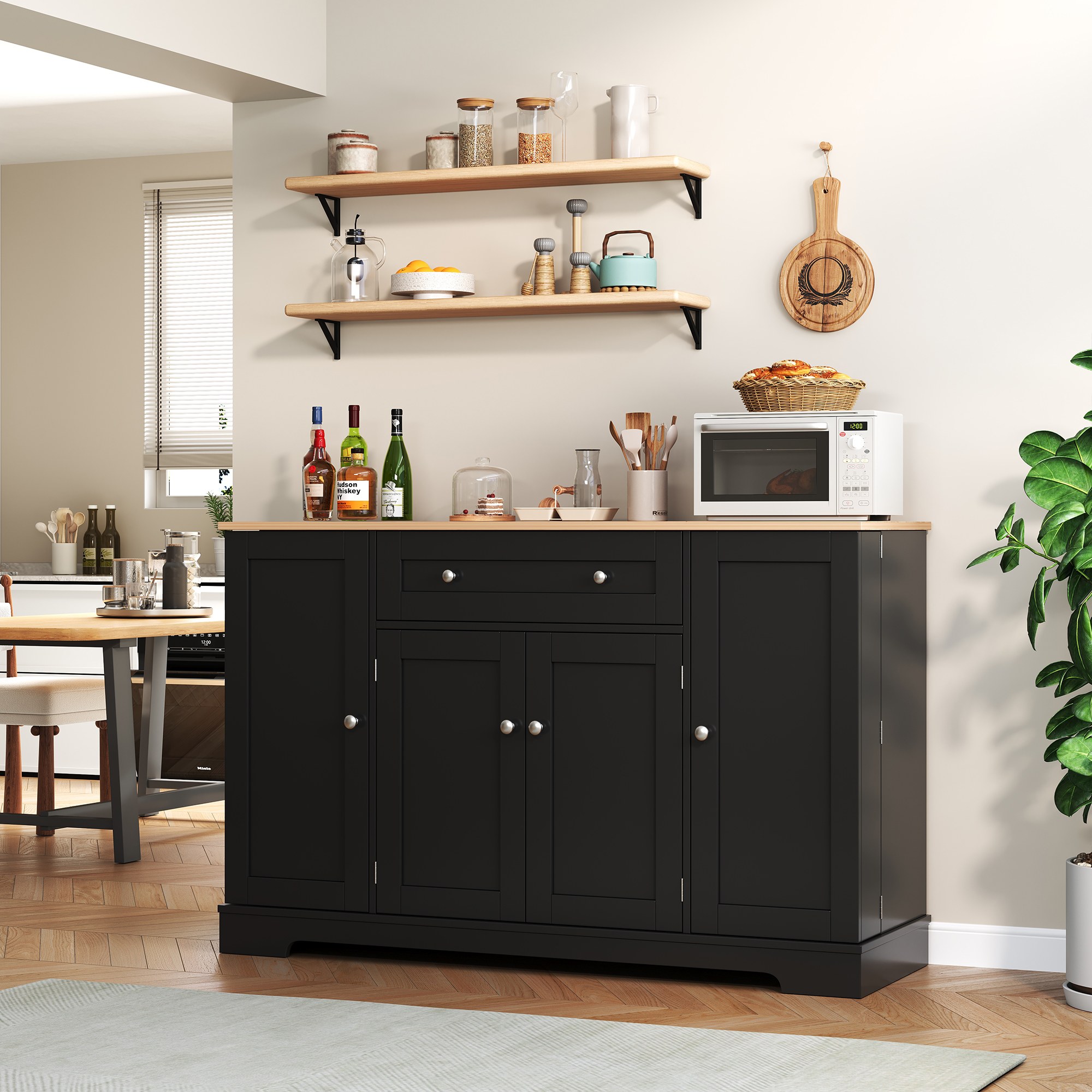 Küchensideboard Verstellbare Böden Modern Türen Kippsicher, 138 Cm