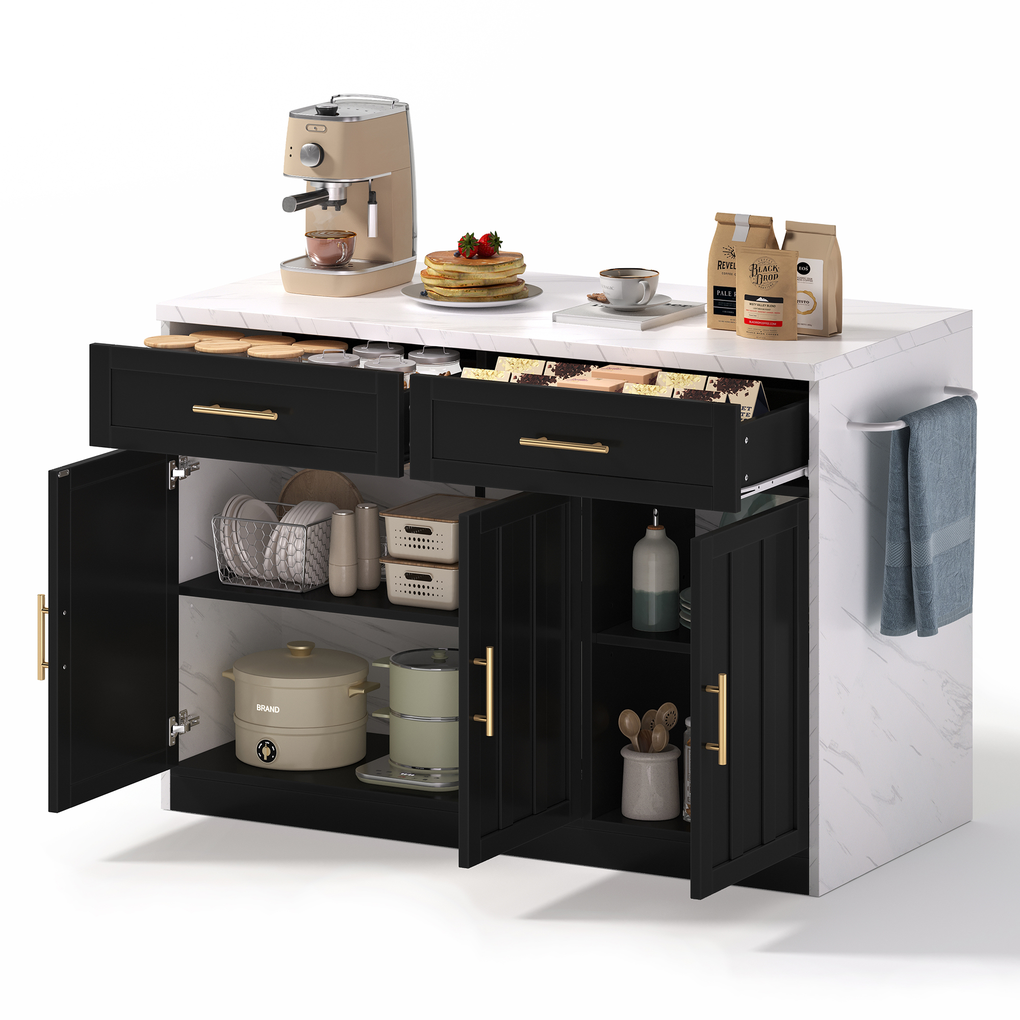 Kücheninsel Steckdosen Usb Anschlüsse Weiße Marmoroptik, Bartheke, 120 X 60 X 91cm