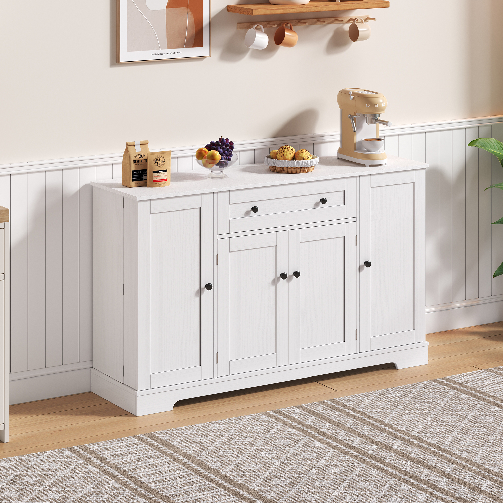 Küchensideboard Verstellbare Böden Viel Stauraum Türen, 138 Cm