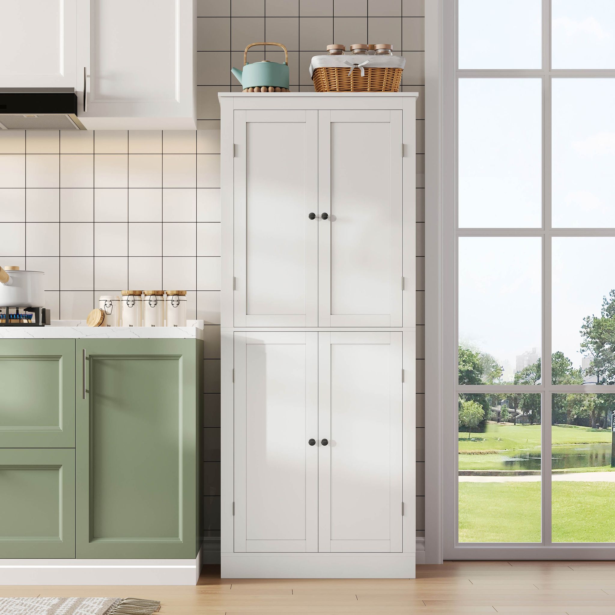 Küchenhochschrank Mdf Viel Stauraum Türen, 182 X 75 X 40 Cm