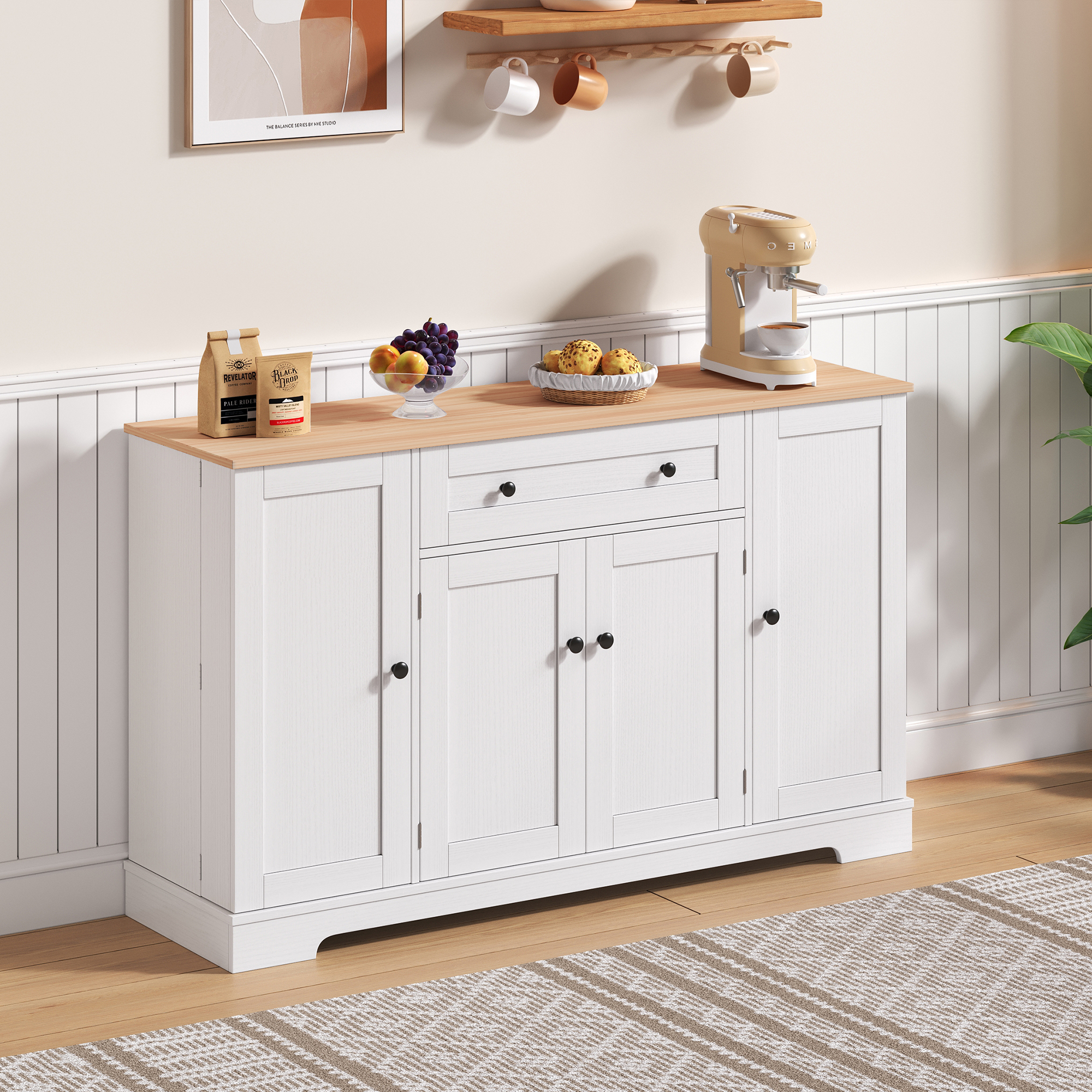Küchensideboard Verstellbare Böden Modern Viel Stauraum, 138 Cm