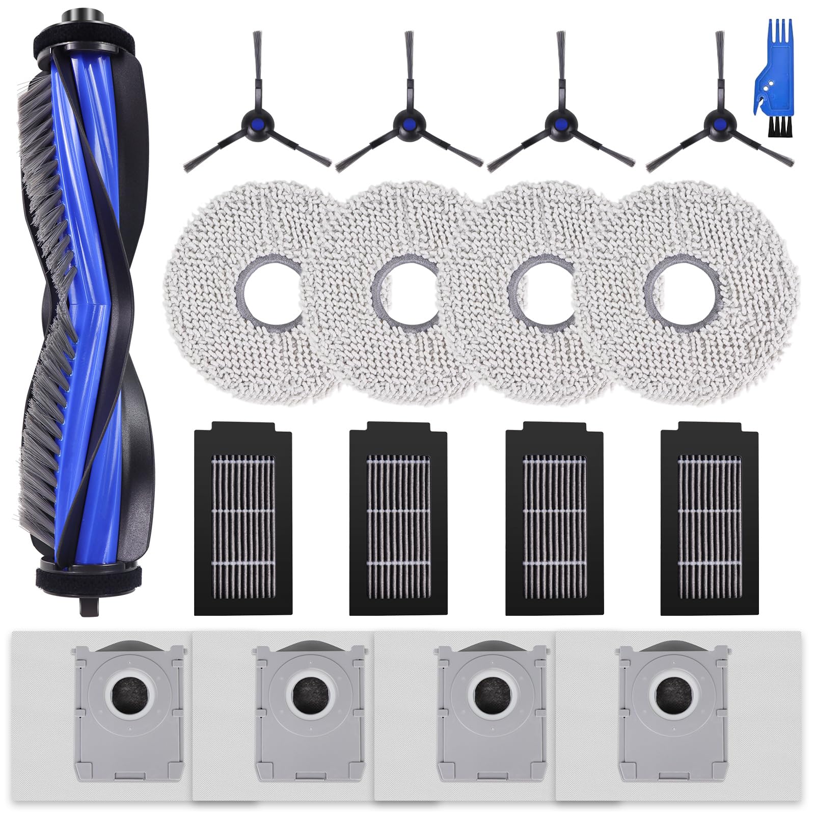 Zubehör Für Ecovacs Deebot T50/t50 Pro Omni, T50/t50 Pro Omni Gen2 Saugroboter Ersatz - 1 Hauptbürste, 4 Filter, 4 Seitenbürsten, 4 Mopp Wischtücher, 4 Staubbeutel - Nicht Für T50 Max