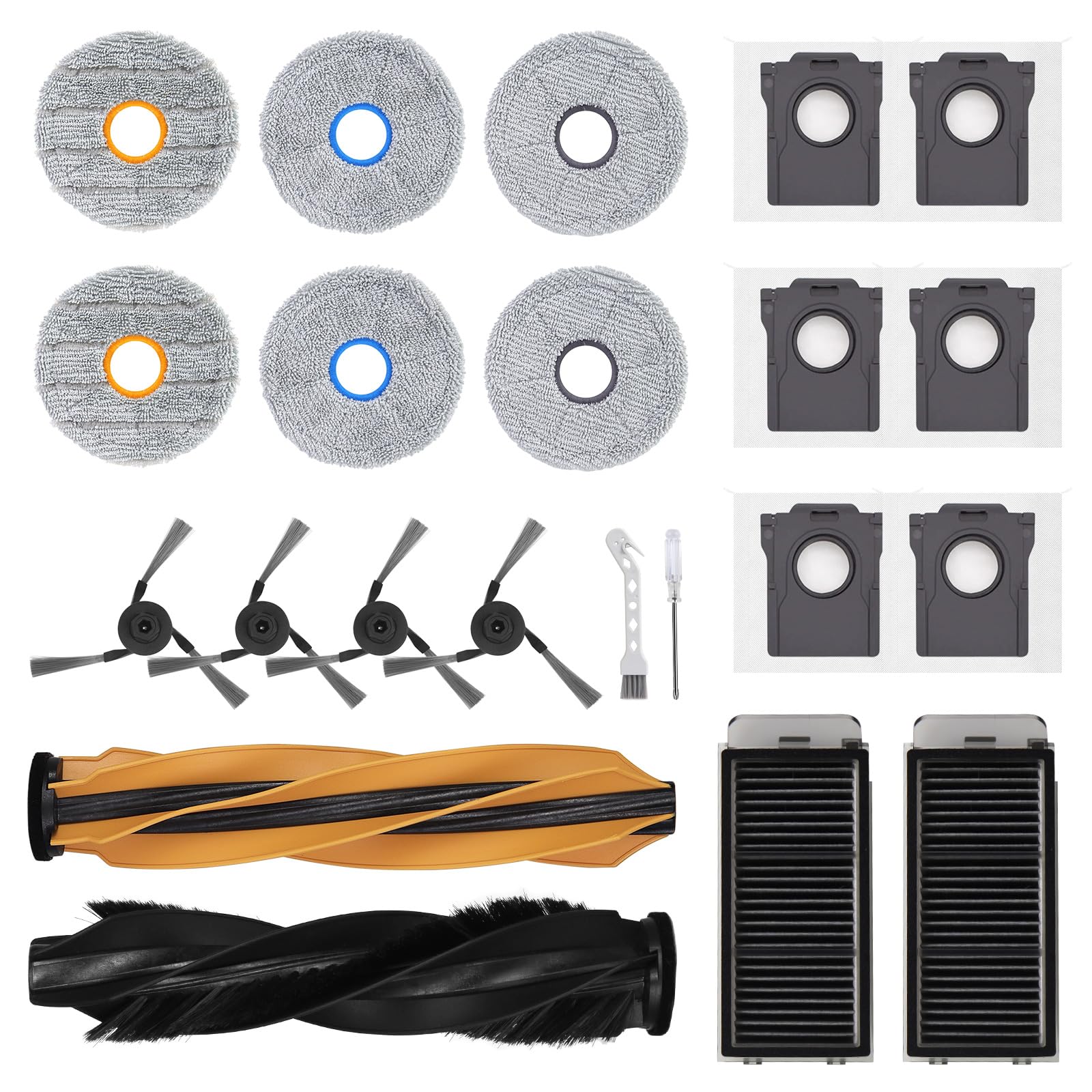 Zubehör Für Dreame Matrix10 Pro, Matrix10 Ultra Saugroboter Ersatz - 1 Hauptbürste, 2 Filter, 4 Seitenbürsten, 6 Mopp Wischtücher, 6 Staubbeutel