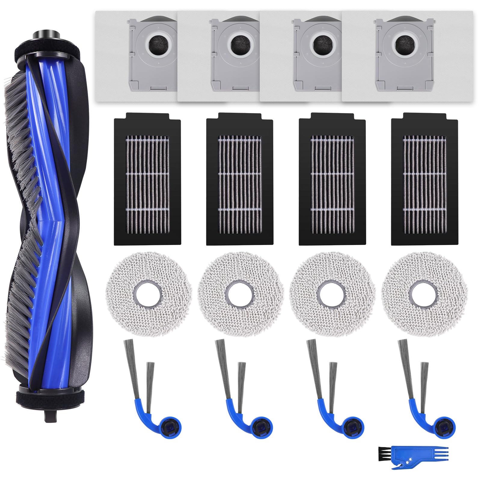 Zubehör Ersatz Für Ecovacs Deebot T50 Pro Omni Gen3, T50 Omni Gen3 T30c Omni, T30c Omni Gen2 Saugroboter - 1 Hauptbürste, 4 Filter, 4 Seitenbürsten, 4 Mopp Wischtücher, 4 Staubbeutel