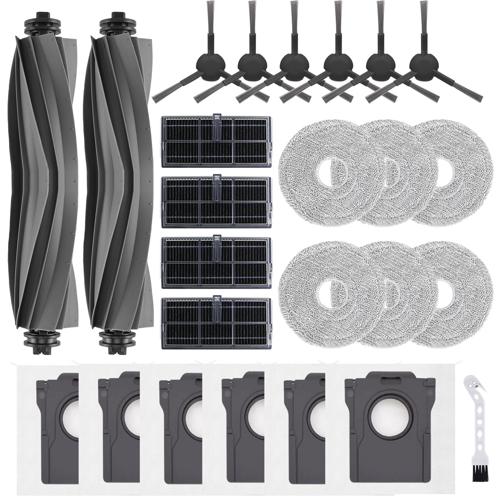 Zubehör Ersatz Für Dreame L40 Ultra A/l40 Ultra Ae/l10s Ultra Gen2 L10s Pro Ultra Heat/mova E30 Ultra Saugroboter, 2 Hauptbürste, 4 Filter, 6 Seitenbürsten, 6 Wischtücher, 6 Staubbeutel