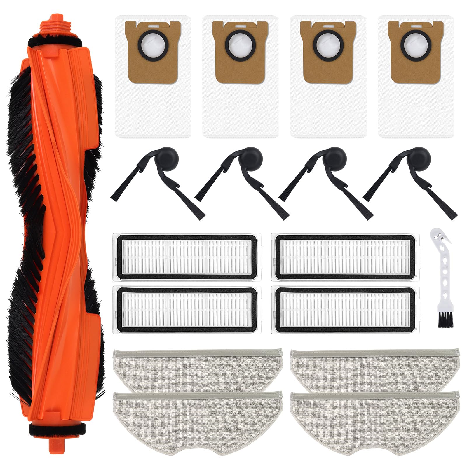 Zubehör Kompatibel Mit Xiaomi H40 Saugroboter Ersatz - 1 Hauptbürste, 4 Filter, 4 Seitenbürsten, 4 Wischtücher, 4 Staubbeutel, 1 Reinigungsbürste
