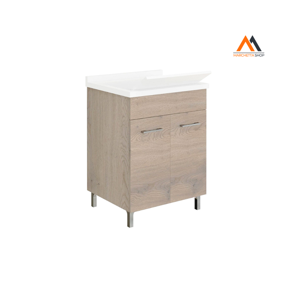 Mobile Lavatoio A Due Ante Cm 58,2 X 50 X H.83,5 - Noce Amer