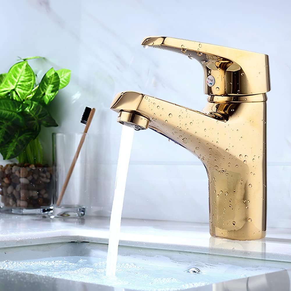 Waschtisch-mischbatterie Aus Messing Mit Einer Auslaufhöhe Von 85 Mm Spülbecken-mischbatterie Aus Messing Mit Zughebel, Wassersparende Badarmatur Für Gäste, Toilette Und Badezimmer