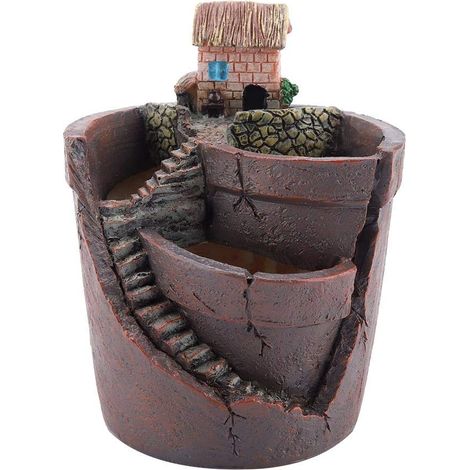 Miniatur-blumentopf Aus Kunstharz In Hausform – Rustikale Gartendekoration – Kaktus-dekorationszubehör – Blumentopf Für Büro, Zuhause, Arbeitszimmer