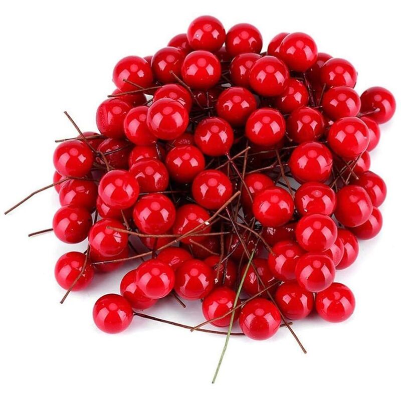 Künstliche Stechpalmenbeeren, Leuchtend Rot, 100 Stück, 10 Mm Weihnachtsbaumschmuck, Bastelidee (1)