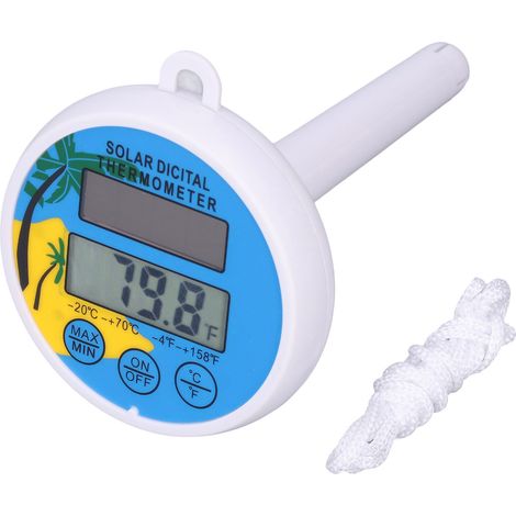 Solarthermometer Mit Anzeige Der Minimalen Und Maximalen Wassertemperatur. Digitales Thermometer Für Schwimmbäder Und Whirlpools.