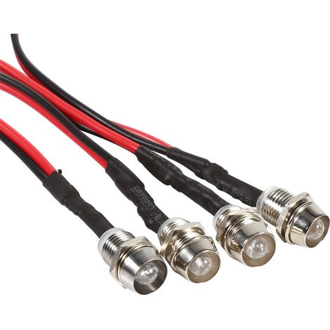 4 Stück 8mm Led-kontrollleuchten, Signalleuchten, Warnleuchten, Led-glühbirne Für Boote, Autos, Kontrollleuchten, 12v Dc (weiß)