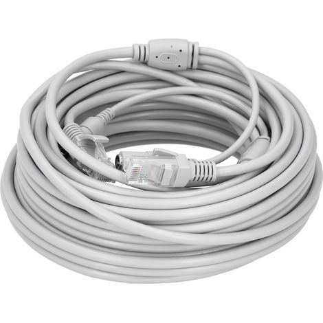 2-in-1 Tragbares Ethernet-kabel, Netzkabel Für Ip-kamera, Nvr-videoüberwachungssystem, 15 M / 49,2 Ft