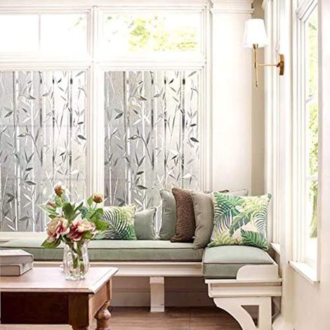 Bambus-fensterfolie, Milchglasfolie, Sichtschutzfolie, Dekorative Fensterfolie, Selbstklebend, Ohne Klebstoff, Abnehmbare Fensteraufkleber