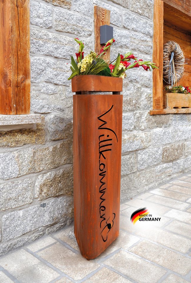 Badeko Säule Willkommen 100 x 32 x 32 cm rostbraun