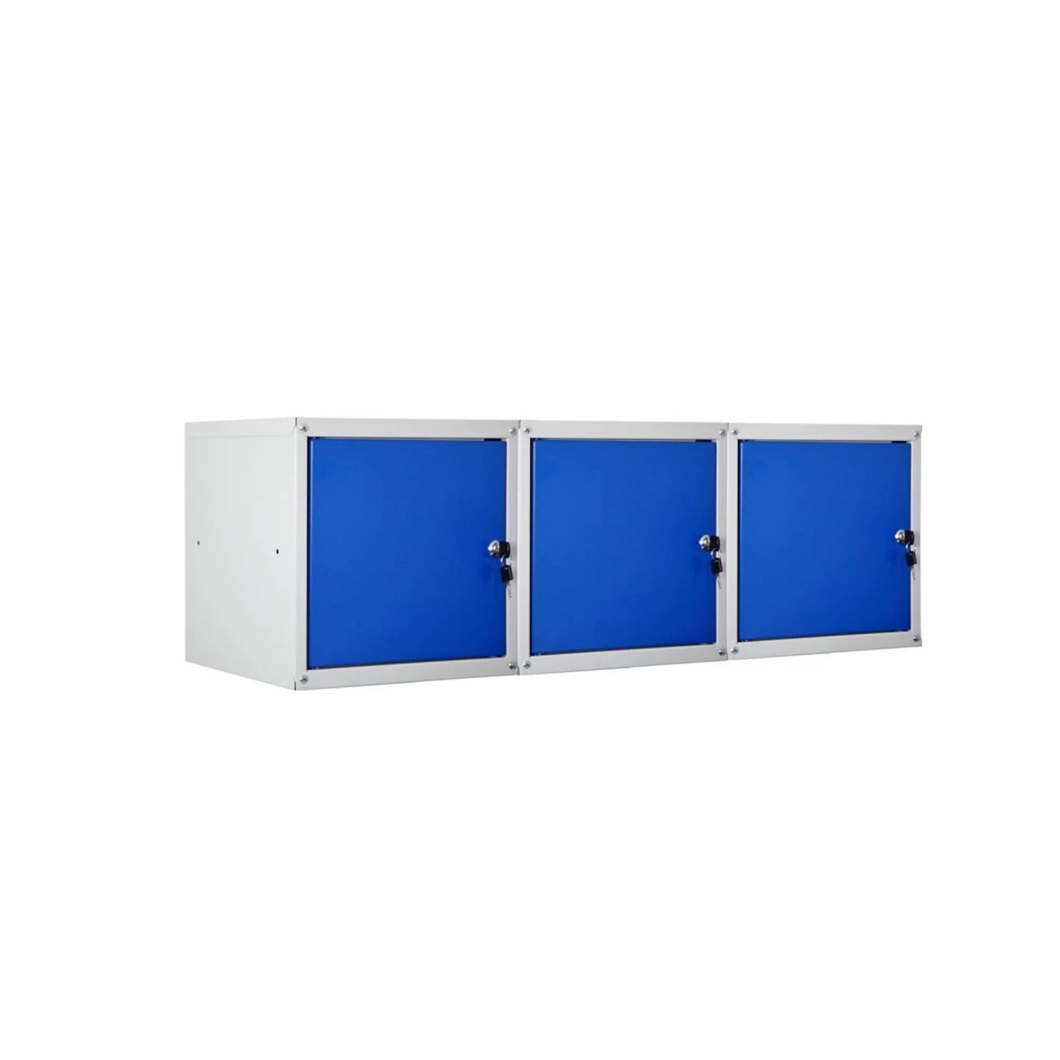 PROREGAL Mega Deal 3x Schließfachwürfel Cubic HxBxT 35 x 35 x 35 cm Grau-Blau