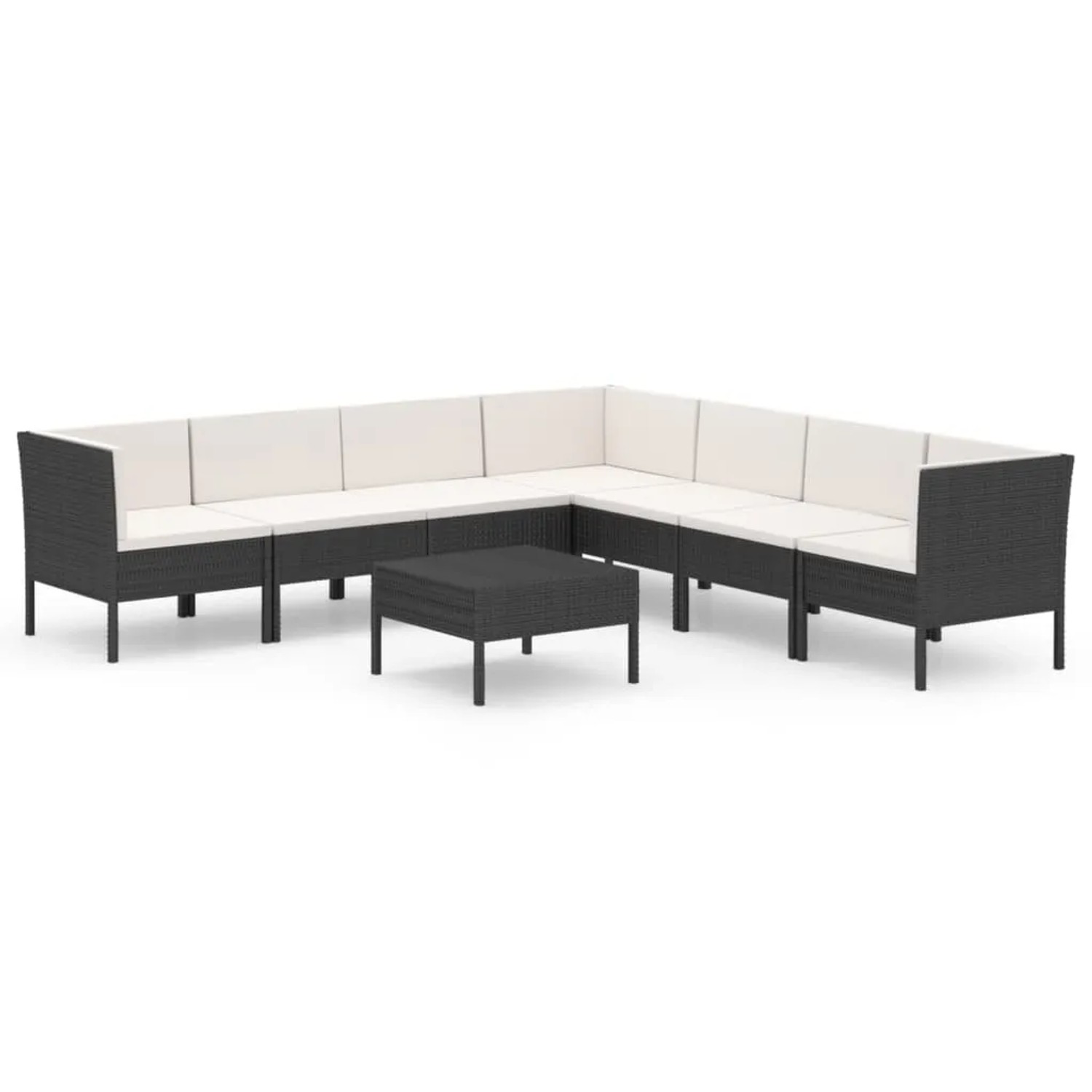 vidaXL 8-tlg Garten-Lounge-Set mit Auflagen Poly Rattan Schwarz Modell 29