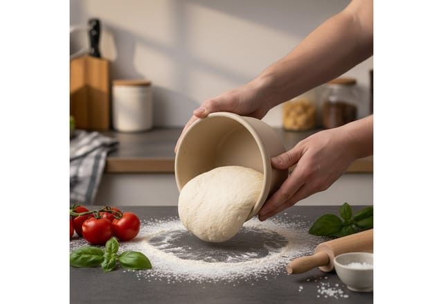 Relaxdays Pizzaballenbox 4er Set Silikon Beige mit Deckel 6,5 cm x 14,5 cm 0,92 kg