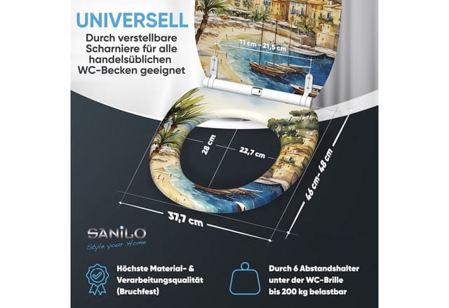 SANILO WC Sitz mit Absenkautomatik Top Fix Riviera