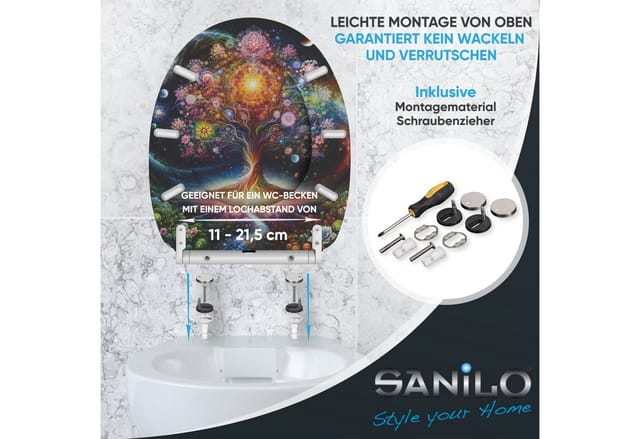 SANILO WC Sitz mit Absenkautomatik Top Fix Cosmora