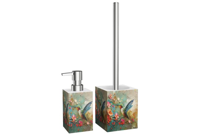 SANILO Badezimmer Set Seifenspender und WC Bürste Petalo