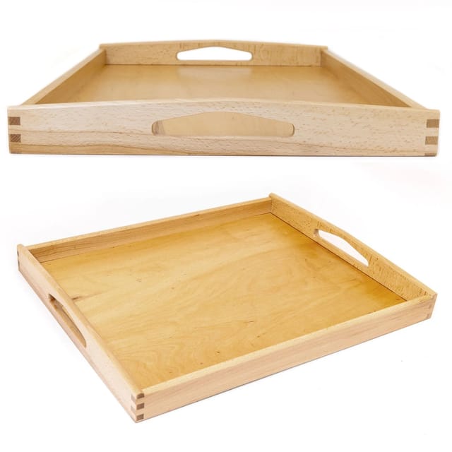 HolzFee Tablett Holz Buche Lasiert Serviertablett 50 x 40 cm Küchentablett Frühstückstablett