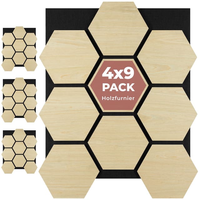 Tectake Akustikpaneele Sonic Shield Holzoptik In Eiche Hell Schallabsorbierender Filz 4Er Set 76 x 62 x 1 8 cm Eiche Hell