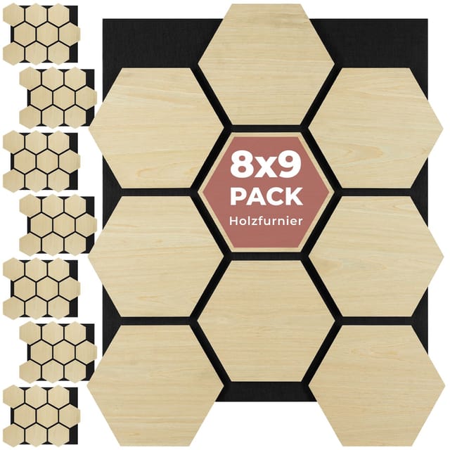 Tectake Akustikpaneele Sonic Shield Holzoptik In Eiche Hell Schallabsorbierender Filz 8Er Set 76 x 62 x 1 8 cm Eiche Hell