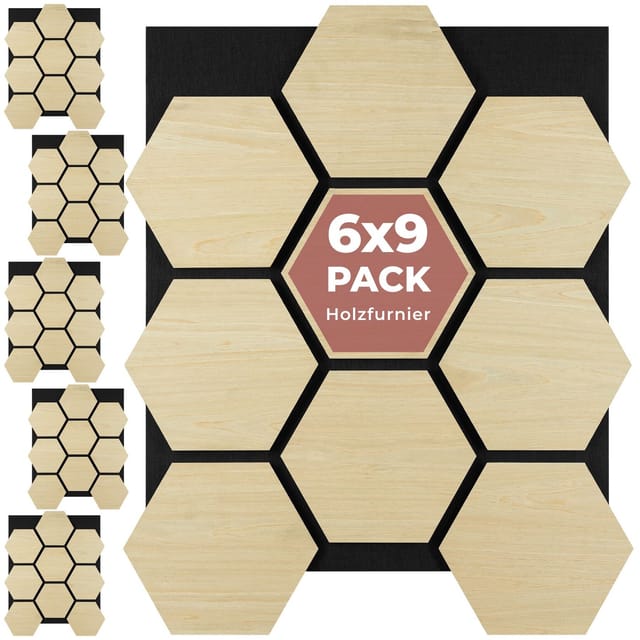 Tectake Akustikpaneele Sonic Shield Holzoptik In Eiche Hell Schallabsorbierender Filz 6Er Set 76 x 62 x 1 8 cm Eiche Hell